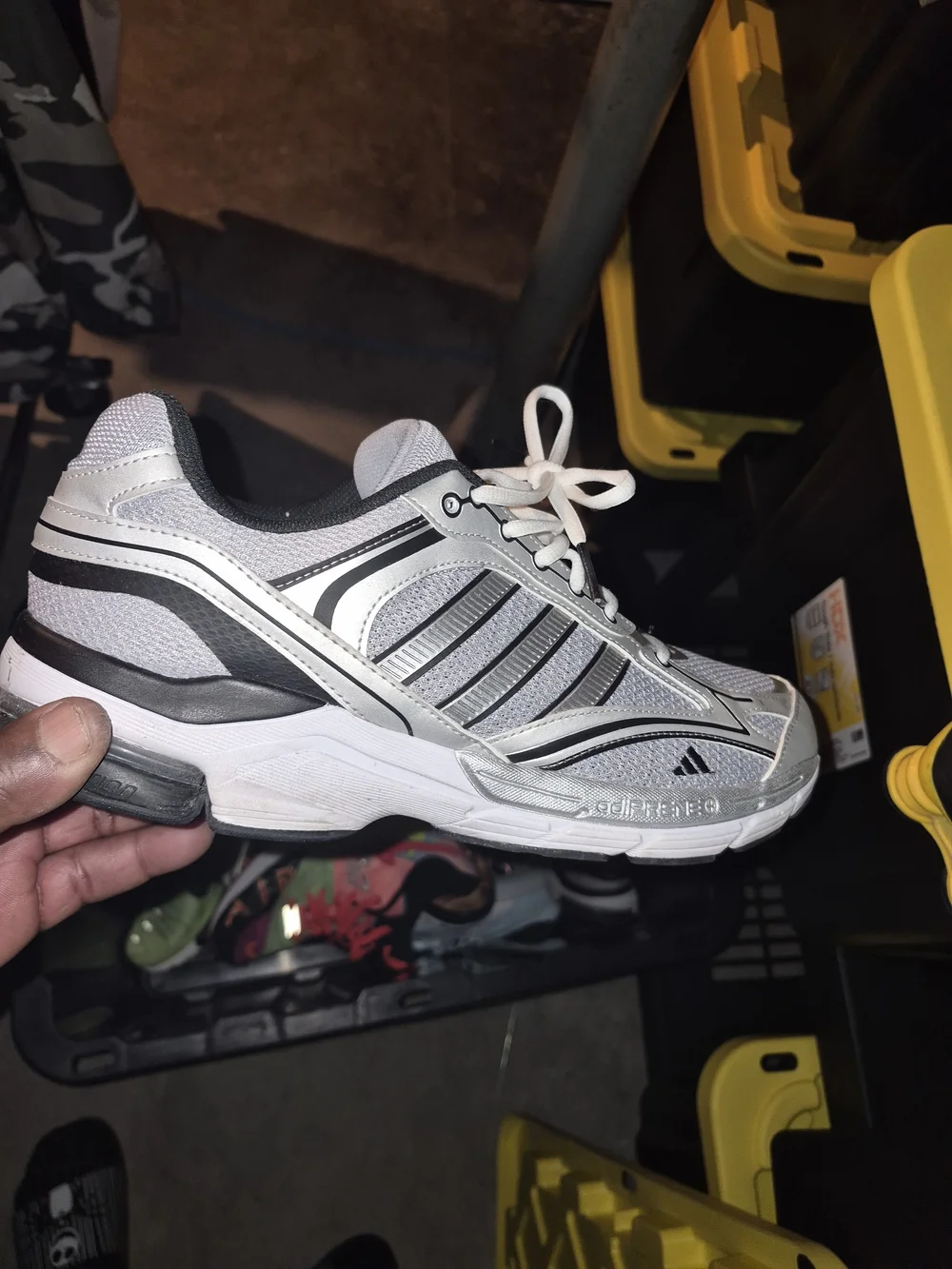 adidas Silver, White and Black Athletic Sneaker